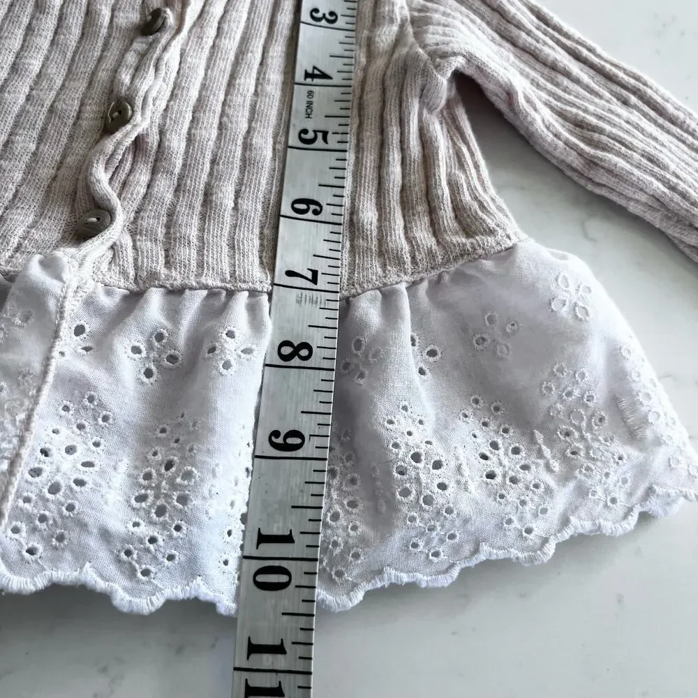 Violetta e Frederico girls rneutral ribbed knit two piece set 12 months